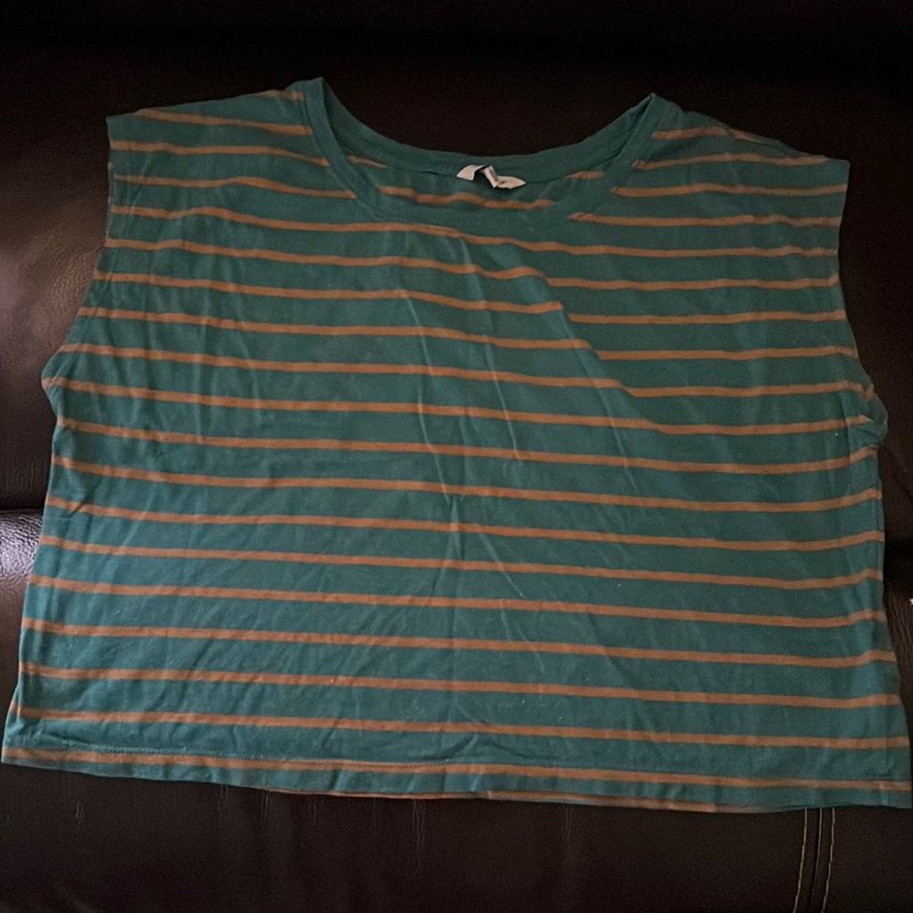 Blue & Chestnut Stripe Muscle tee